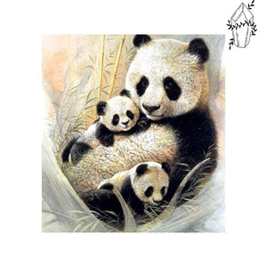 Broderie diamant Panda et ses petits | Diamond-painting-club.com
