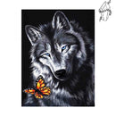 Broderie diamant Loup et papillon | Diamond-painting-club.com