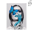 Broderie diamant Femme au Papillon bleu | Diamond-painting-club.com