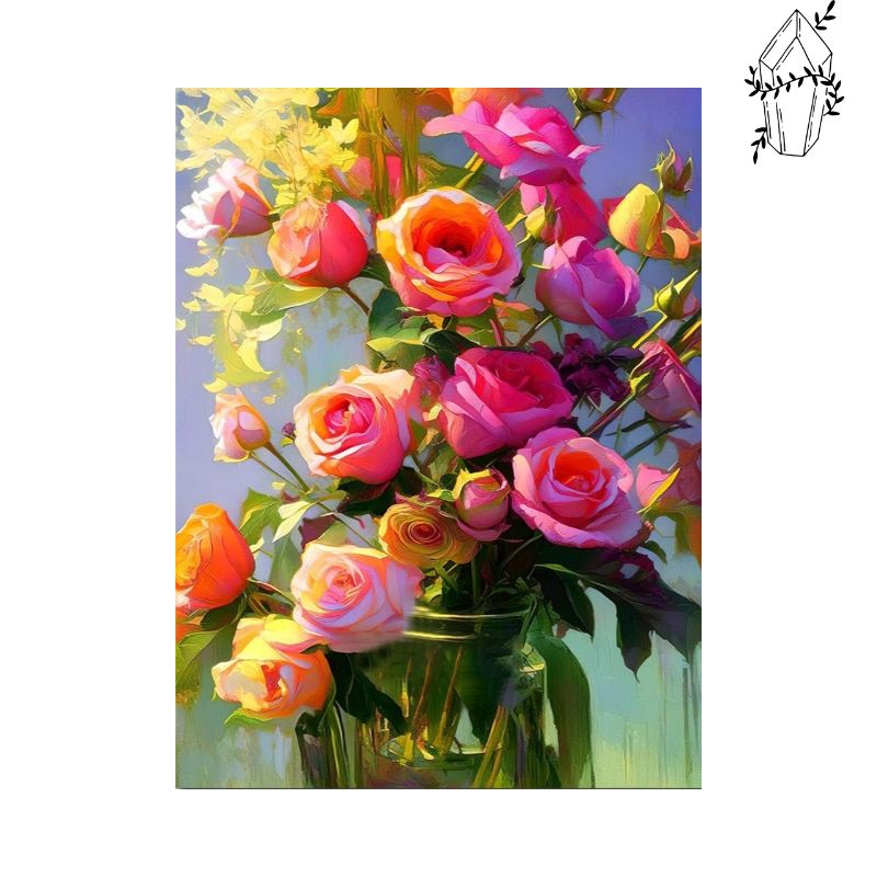 Broderie diamant vase de roses abstraite | Diamond-painting-club.com