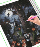 Broderie diamant Sorcière dans un cimetière | Diamond-painting-club.com