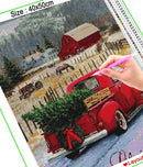 Broderie diamant Camionnette rouge pour Noël | Diamond-painting-club.com