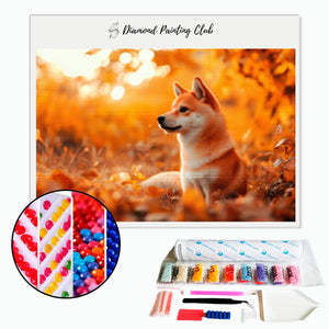 Broderie diamant Shiba inu en Automne | Diamond-painting-club.com