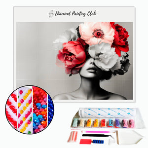 Broderie diamant Femme abstraite dans les fleurs | Diamond-painting-club.com