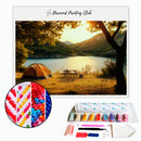 Broderie diamant Camping au lac sous la tente | Diamond-painting-club.com