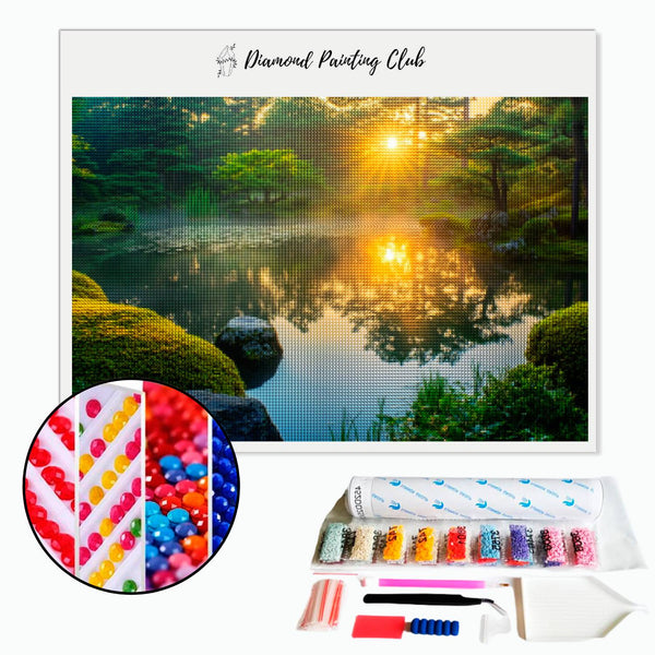 Broderie diamant Etang jardin zen Japonais | Diamond-painting-club.com