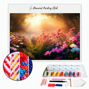 Broderie diamant Prairie de fleurs au levée du soleil | Diamond-painting-club.com