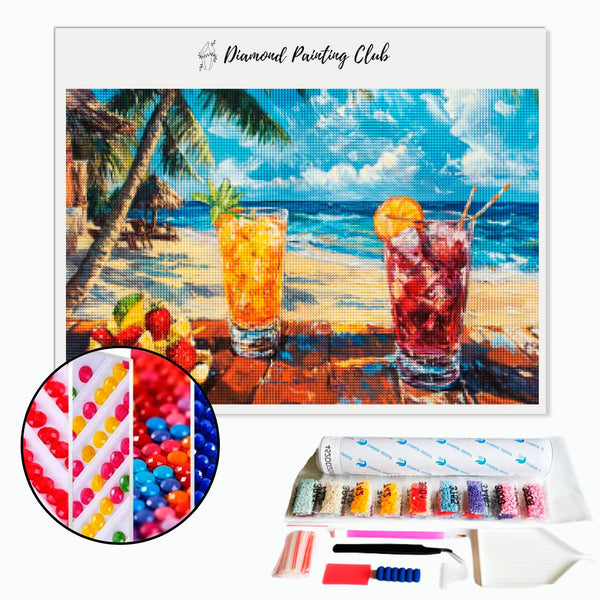 Broderie diamant Cocktails sur la plage des vacances | Diamond-painting-club.com