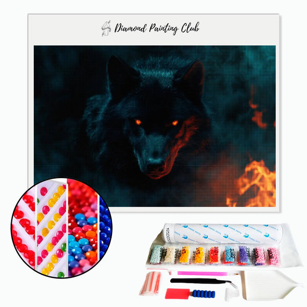 Broderie diamant Loup du feu | Diamond-painting-club.com