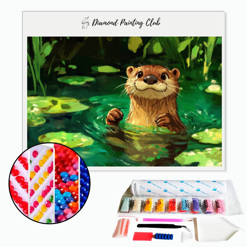 Broderie diamant Loutre dans une mare | diamond-painting-club.com