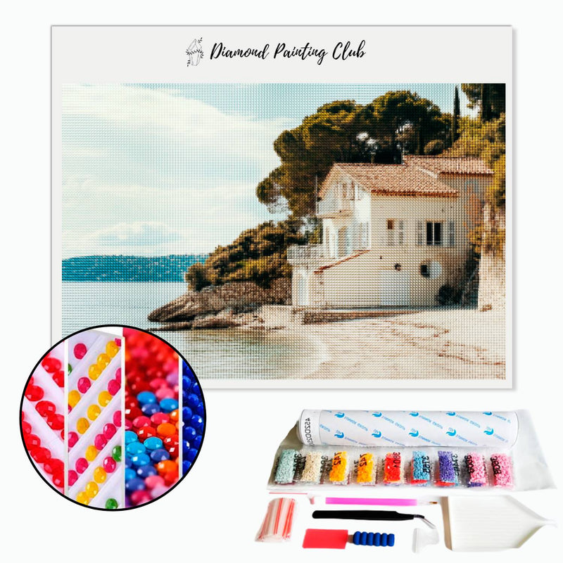 Broderie diamant Villa du sud sur la plage | Diamond-painting-club.com