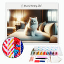 Broderie diamant Chat blanc au Salon | Diamond-painting-club.com