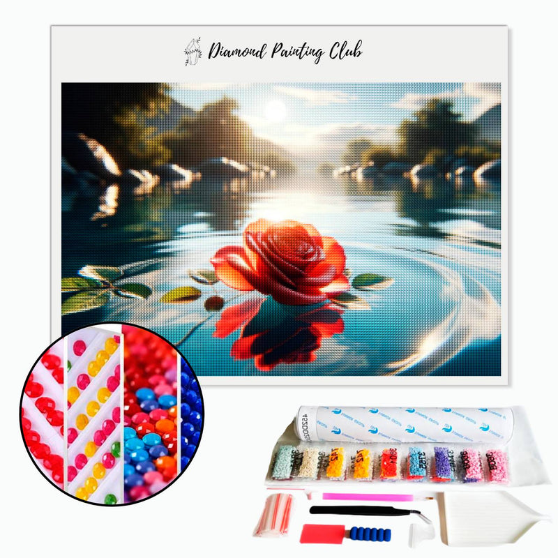 Broderie diamant Rose sur un lac | Diamond-painting-club.com