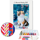 Broderie diamant Chaton Calico dans la neige | Diamond-painting-club.com