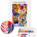 Broderie diamant Famille Tigre dans des fleurs | Diamond-painting-club.com
