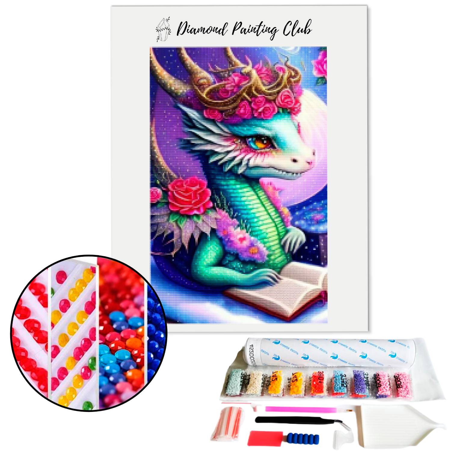 Broderie diamant Dragonnet de fleurs | Diamond-painting-club.com