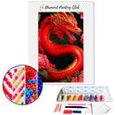 Broderie diamant dragon rouge de rose | Diamond-painting-club.com