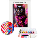 Broderie diamant Chaton noir fleuris | Diamond-painting-club.com
