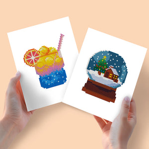 Mini Diamond Painting - Cocktail & Boule à Neige (2 pièces)