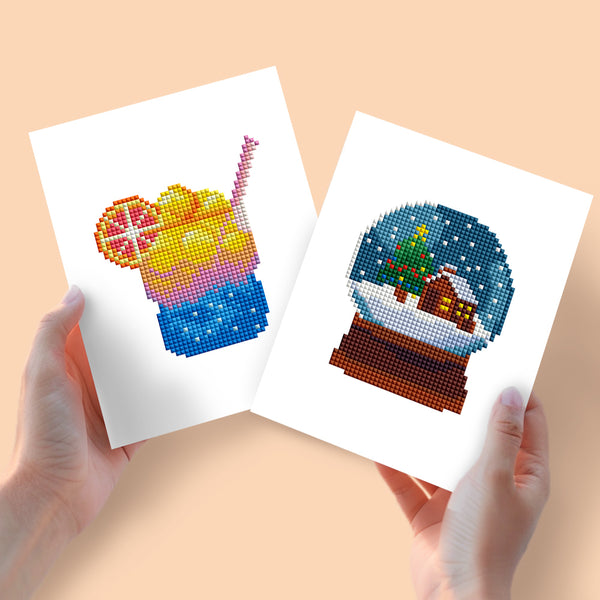 Mini Diamond Painting - Cocktail & Boule à Neige (2 pièces)