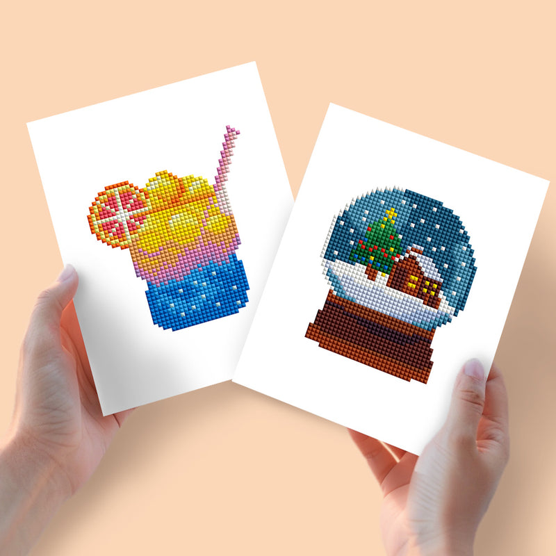 Mini Diamond Painting - Cocktail & Boule à Neige (2 pièces)