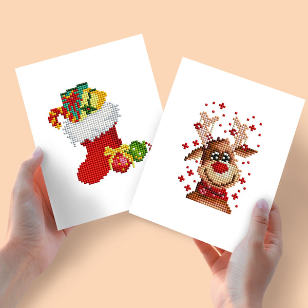Mini Diamond Painting - Chaussette de Noël & Renne (2 pièces)