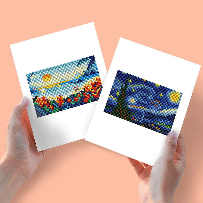 Mini Diamond Painting - Paysage Coloré & Nuit Étoilée (2 pièces)