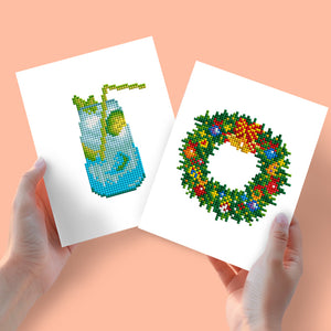 Mini Diamond Painting - Citronnade & Couronne de Noël (2 pièces)