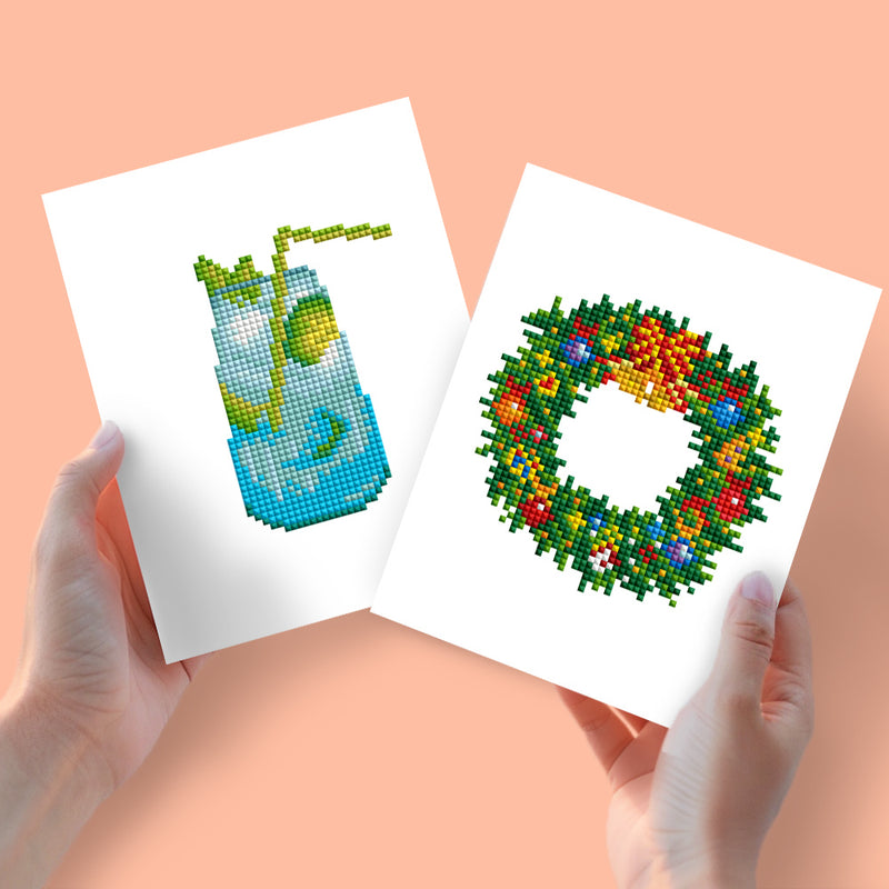 Mini Diamond Painting - Citronnade & Couronne de Noël (2 pièces)