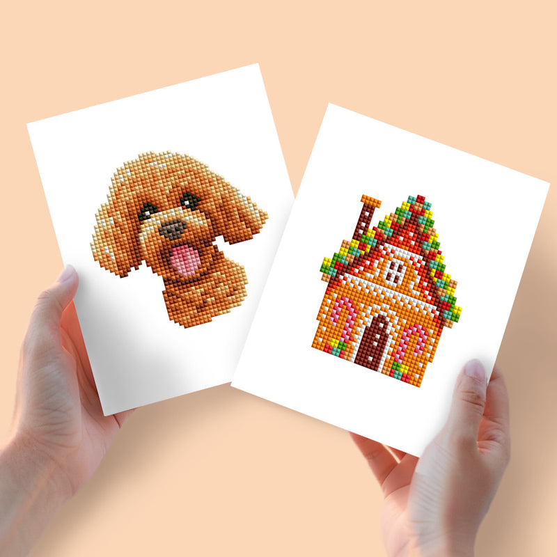 Mini Diamond Painting - Chien & Maison Pain d’Épices (2 pièces)