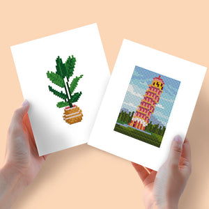 Mini Diamond Painting - Plante Verte & Tour de Briques (2 pièces)