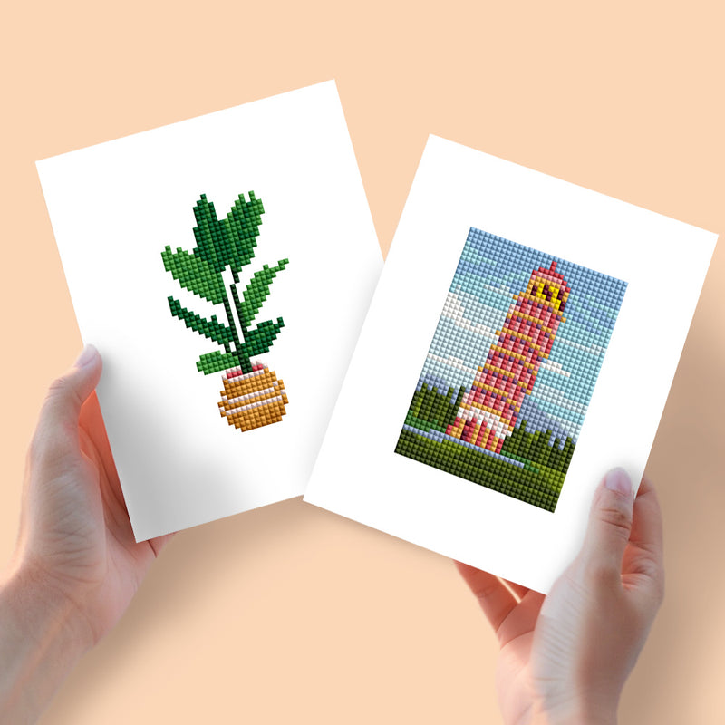 Mini Diamond Painting - Plante Verte & Tour de Briques (2 pièces)