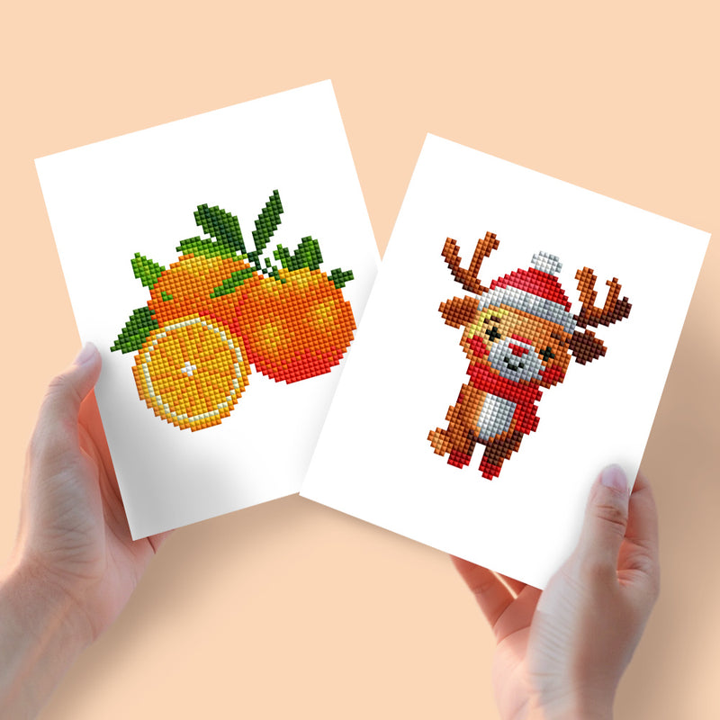 Mini Diamond Painting - Oranges & Petit Renne (2 pièces)