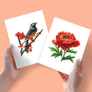 Mini Diamond Painting - Oiseau & Fleur Rouge (2 pièces)
