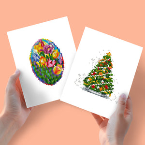 Mini Diamond Painting - Œuf de Pâques & Sapin de Noël (2 pièces)