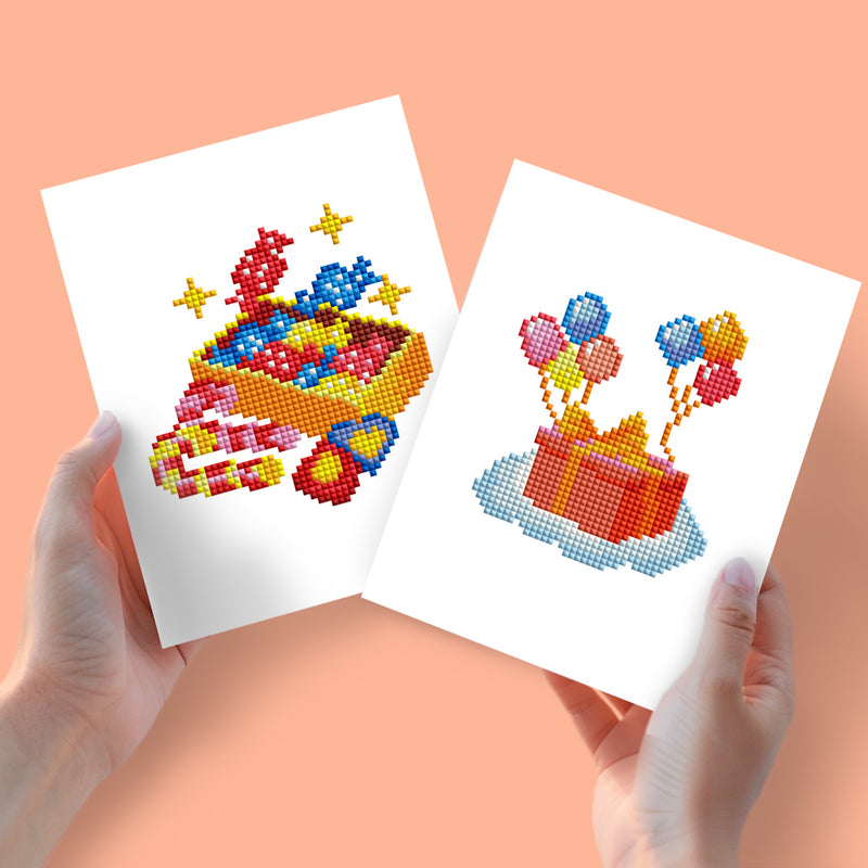 Mini Diamond Painting - Bonbons & Cadeau d’Anniversaire (2 pièces)
