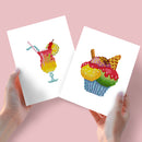 Mini Diamond Painting - Cocktail Tropical & Cupcake Glacé (2 pièces)