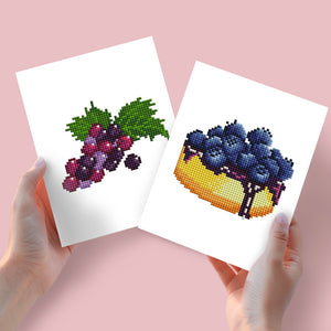 Mini Diamond Painting - Raisins & Tarte aux Myrtilles (2 pièces)