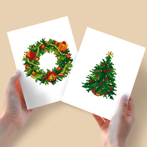 Mini Diamond Painting - Couronne de Noël & Sapin (2 pièces)