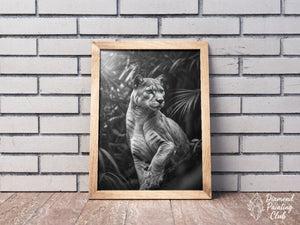 Broderie Diamant Puma aux Yeux Verts