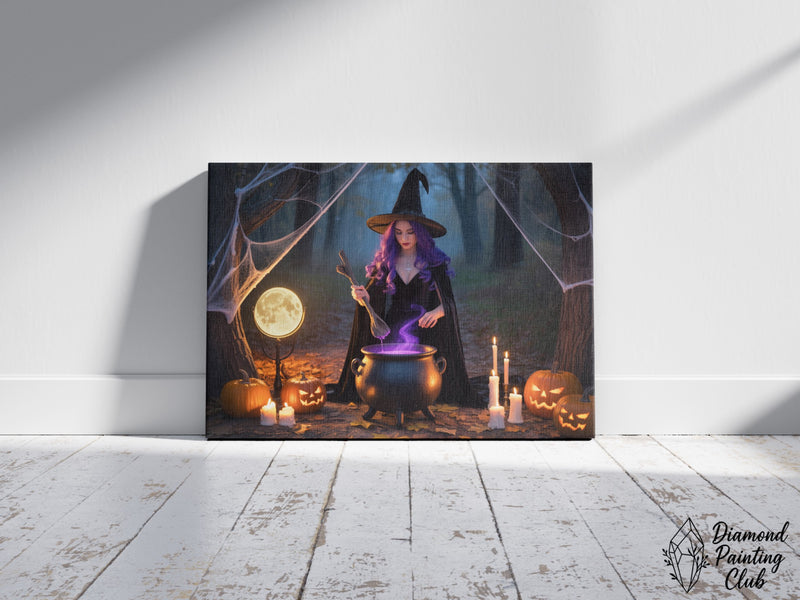Broderie Diamant Sorcière d'Halloween et Potion