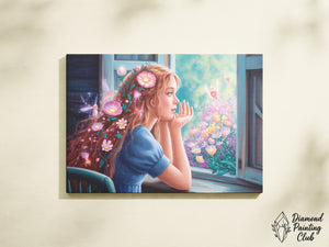 Broderie Diamant Fille aux Fées Florales