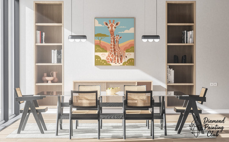 Broderie Diamant Girafe Maman et Bébé