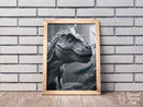 Broderie Diamant T-Rex et Plume Bleue