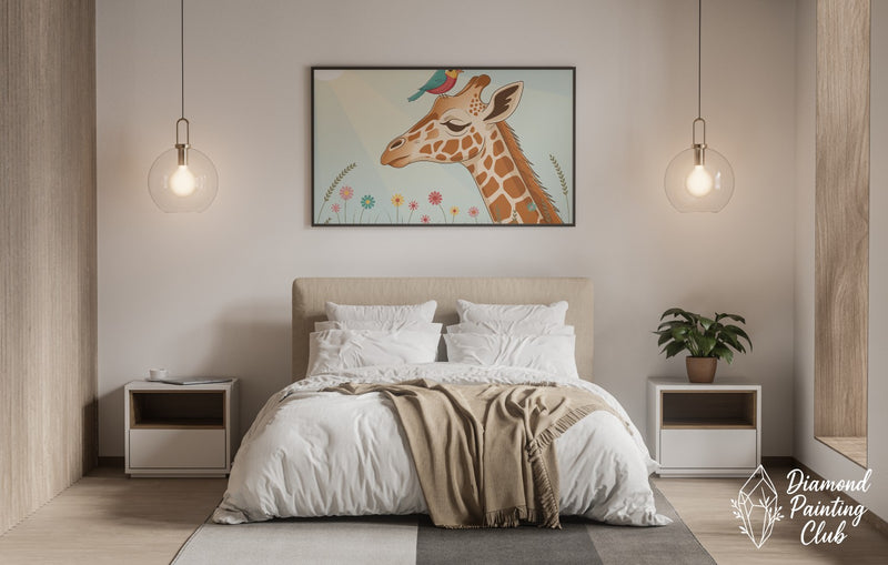 Broderie Diamant Girafe et Oiseau