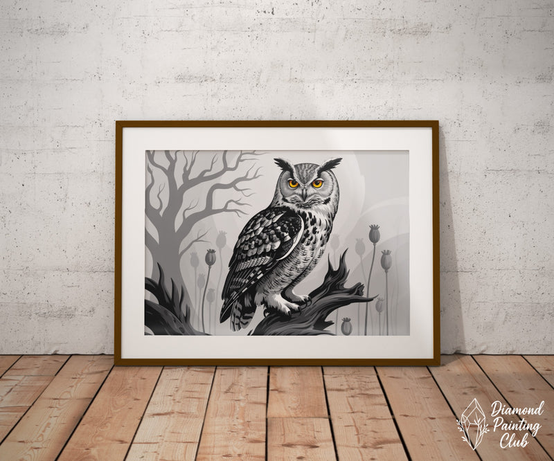 Broderie Diamant Chouette et Pavots