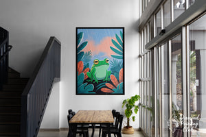 Broderie Diamant Grenouille Sous la Pluie