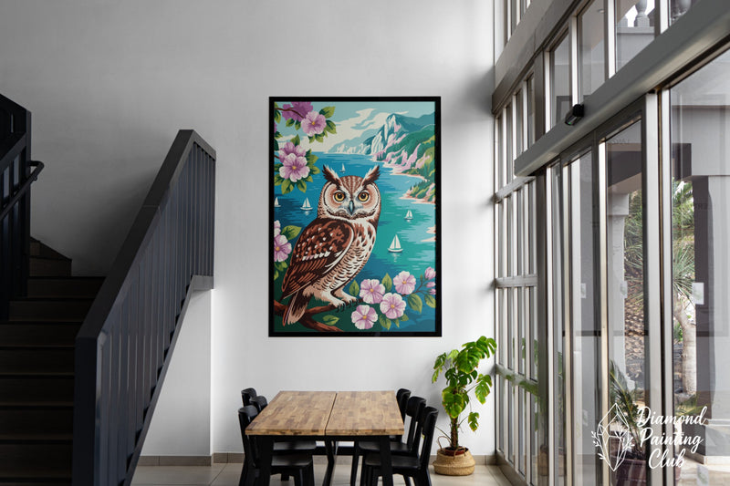 Broderie Diamant Chouette Bohème