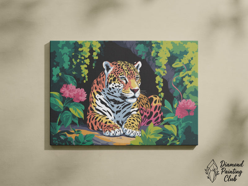 Broderie Diamant Jaguar au Repos