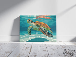 Broderie Diamant Tortue Nage Cristal